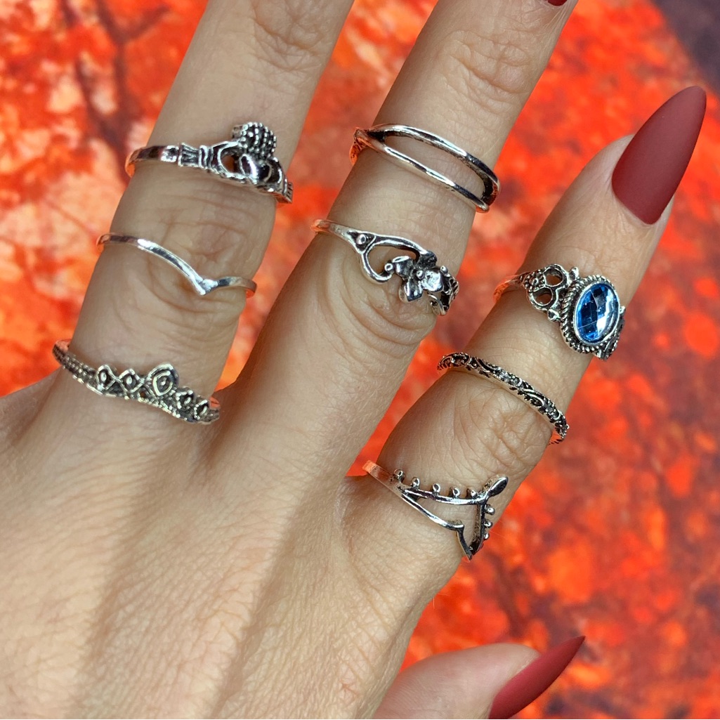 3/$10 New Boho Style Rings & Midi Rings Design Mix / Silver Tone Bundle Nwot